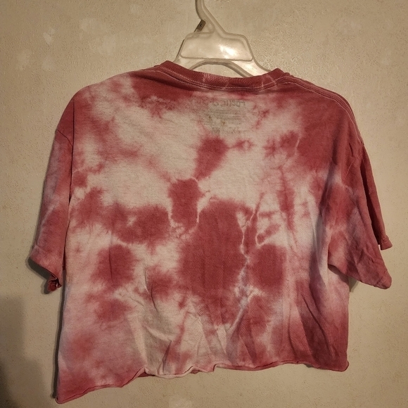 Poetic Justice Tupac Cropped Pink Tie Dye Short Sleeve Tee Sz M -spot upper back - Picture 2 of 8